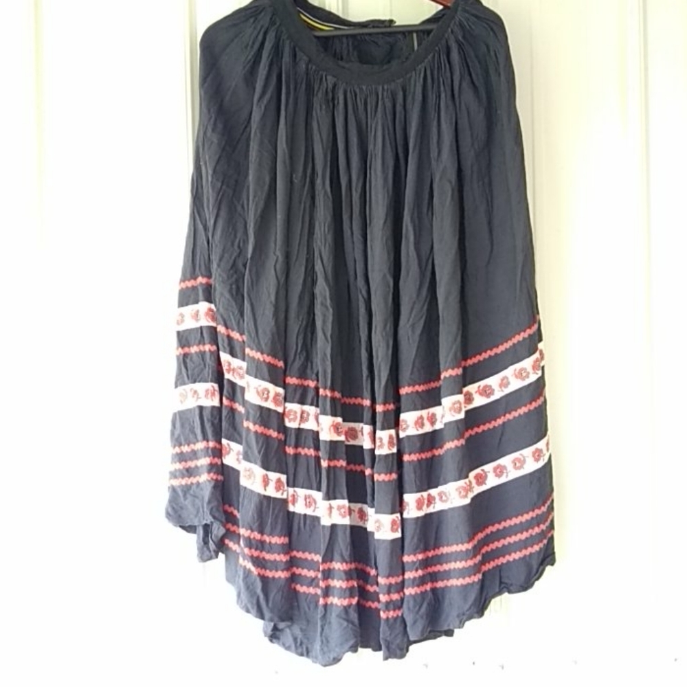 Vintage Boho ric rac Floral cotton Maxi skirt - Picture 2 of 5